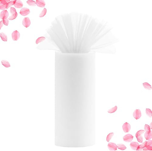 DECARETA 92m*30cm Rouleau de Tulle Blanc Mariage Rouleau de Tulle Blanc pour Voiture Tulle Tissu Rouleau Rouleau de Tissu en Tulle Rouleau Tulle Mariage Rouleau de Tulle Blanc Mariage