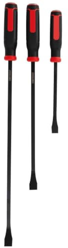 Rordigo CMMT98347 3-Piece Pry Bar Set, Crowbar, Consisting of 12, 18 and 24 Tyre Lever, Black & Red, Steel and Rubber