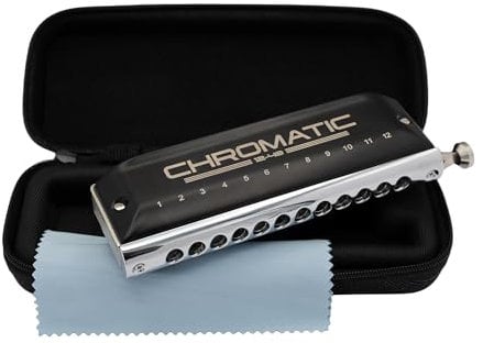 CASCHA Chromatic 12-48, 12-Loch Mundharmonika inkl. Soft-Case und Putztuch