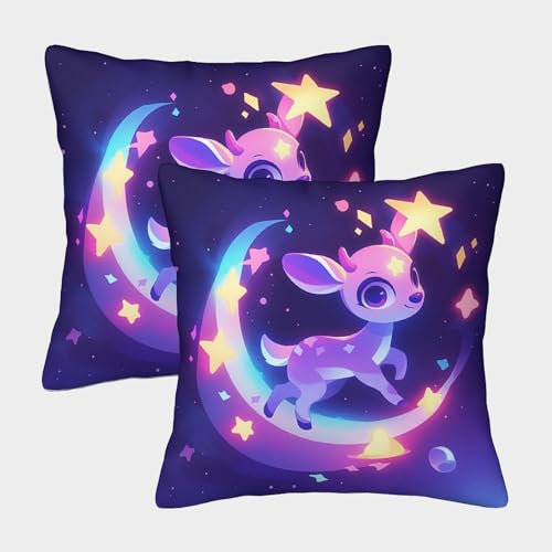 YAMABAIHUO Sterne und Mond 3D Gedruckt Quadratischer Set Kissenbezüge Im 2er-Set Deko Kissen Bezug,mit Reißverschluss,für Couch Sofa Bett Auto 45x45cm