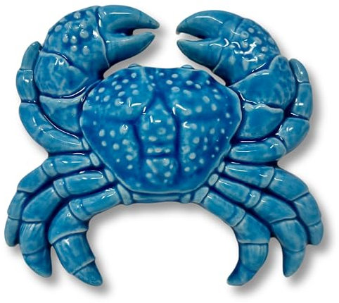 Toocook Animali marini in ceramica naturale o smaltata per Decorazione Murale e Arredo Casa, Realizzati Artigianalmente, Idea Regalo Made in Italy (Granchio Blu)