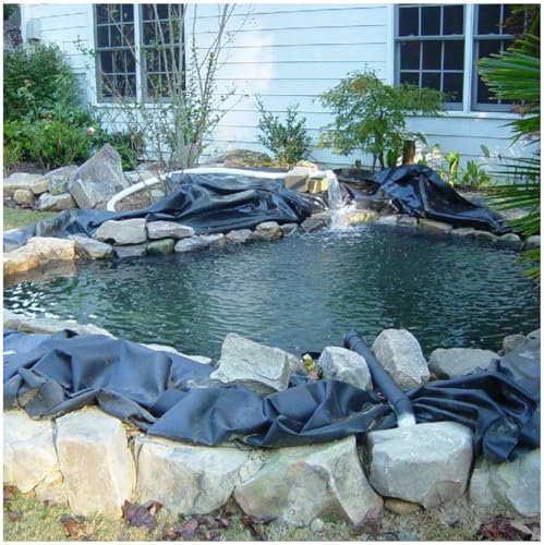 Nero Liner per Laghetto Spessore 0,2mm Rivestimento per Stagni Da Giardino, Piscine, Fontana, Membrana in PVC, Resistente Alle Forature HDPE Stagno Telo per Laghetto Stagno(Size:5x10M(16x33ft))