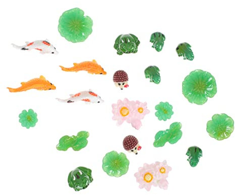 MOBUTOFU 1 Satz Lotusblatt Lotusverzierung Mini- Mikrolandschaftsornament Cartoon-gartenfrosch Figur Mediterrane Wohnkultur Boho-wandkunst Minibehälter Mini-Spielzeug Harz Colorful