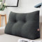 BNCKTRD Kopfende Großes Rückenkissen, Bequemes Lesekissen und Rückenteil im Bett, 2 in 1 Rückenlehne und Kopfkissen, Langes XXL Kissen für Sofa, Couch, Wand und Polster Leinen Anthrazit 80cm