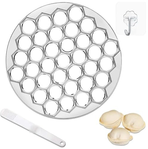 3 Stück Pelmeni Form-Set, Dumpling Maker 25cm Ravioli 37 Löcher Teigtaschenformer und Dumpling maker Ausgestattet Mit Einem Rührer und Haken Ravioli Former für Ravioli