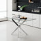 AOYA Table à Manger en Verre, Table de Cuisine 4 Personnes, Base Chromée Croisée, Argenté 110 x 70 x 75 cm (Argent)