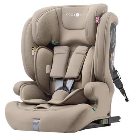 Cozy N Safe Hudson i-Size Car Seat 76-150cm, ISOFix & Top Tether (Ecru) | Top Tether, 5 Point Harness, Forward Facing High Back Booster, Side Impact Protection, Adjustable Headrest, 15 Mnths - 12 Yrs