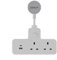SEBLIP Multi-Socket Extension Lead with Master Switch, 2 Sockets and 2 USB Ports, 13A/3120W Wall Plug Adapter Power Strip with Short Cable and Swivel Plug (2-Position Socket with USB)
