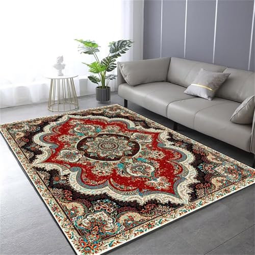 Kunsen 120X200CM Sofa Bunte, Retro-Florale Indoor-Teppichmatte. Area Rot Teppich Esszimmer Kinderzimmer