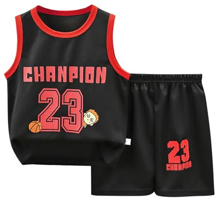 Set di Pantaloncini Sportivi per Bambini Tuta da Ragazzo in Maglia Canotta da Basket in 2 Pezzi e Set di Pantaloncini in Rete Vestiti 1 Anno Bambina