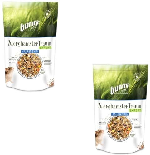 Bunny Nature ZwerghamsterTraum EXPERT Hair & Skin | Doppelpack | 2 x 500 g | Alleinfuttermittel für Zwerghamster | Zur Unterstützung von Haut & Haar | Ohne Pellets und Extrudate