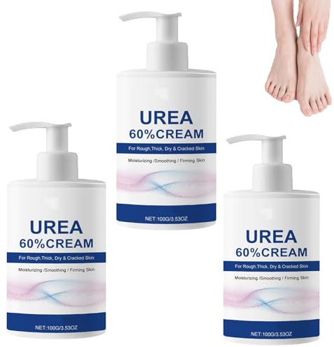 Urea Cream 60 Percent for Feet, Foot Nourishing Cream for Cracked and Dry Skin, Deeply Moisturizing & Repair, Callus Remover and Hard Skin Nourishes Soften, for Smoothing & Softens Skin (3pcs)
