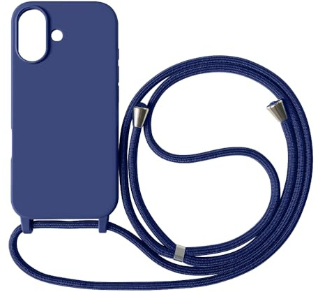 Ququcheng Kompatibel mit iPhone 17(6.3) Hülle,Handykette Hülle Silikon Seil Necklace Handyhülle mit Kordel Tasche TPU Bumper Schutzhülle für iPhone 17(6.3)-Blau