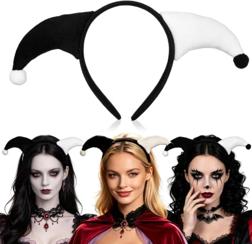 TOYANDONA Clown Haarreif mit Narrenhut, Kreatives Kostüm Haarband Schwarz-Weiß, Narrenkappe Haarschmuck für Karneval,Fasching, Halloween, Mottoparty & Bühnenauftritte für Damen & Kinder
