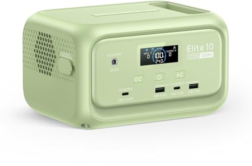 BLUETTI Elite 10 Mini Estación de Energía Portátil 128Wh Generador Solar | Batería LiFePO₄, salida CA de 200W, UPS de 10 ms, carga rápida y diseño compacto para camping, viajes y emergencias, Verde