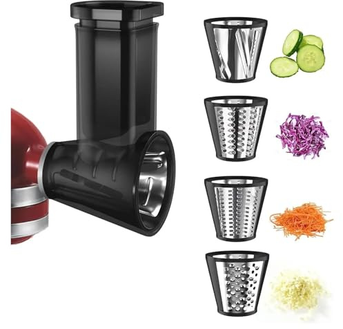 Kompatibel mit KitchenAid Standmixer, Aufschnittmaschine, Schredderaufsatz, Aufschnittaufsatz mit 4 Klingen