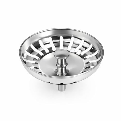 Tapón Fregadero Cocina Universal Ø 79-81 mm – Tapon Fregadero Multifuncional en Acero Inoxidable, Rejilla Fregadero Cocina con Filtro Fregadero Integrado, Tapón Fregadero Práctico con Doble Junta