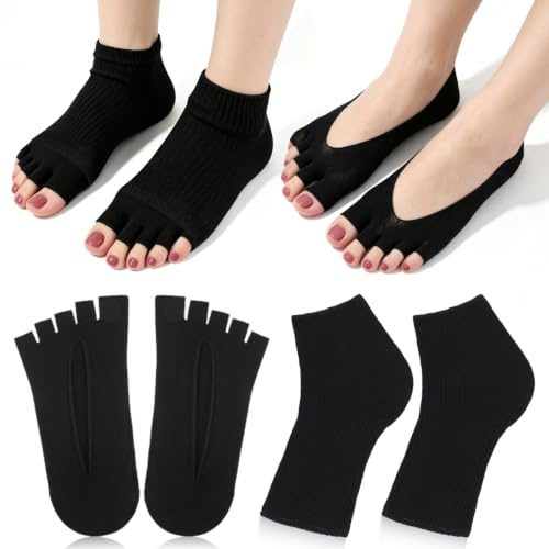 Operitacx 2 Stück UV Schutzsocken für Nagellampen Fußschutz aus Stoff für Pediküre und Salon Sitzungen Schwarz Komfortabel und Elegant mit Flachem Munddesign