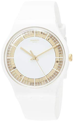 Swatch Damen Analog Quarz Uhr mit Silikon Armband SUOW158