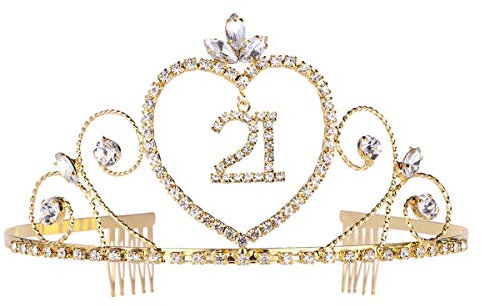 Lurrose Geburtstagskrone Aus Legierung Mit Strasssteinen Geburtstagskrone Zum Geburtstag Geburtstagshaarkrone Mit Zahlenkamm Gold