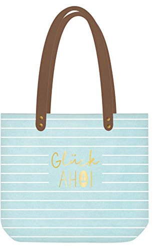 Grafik Werkstatt Shopper Leinen Damen Tasche Glück Ahoi, Blau, 47.5 x 39 x 47.5 cm (B x H x T)