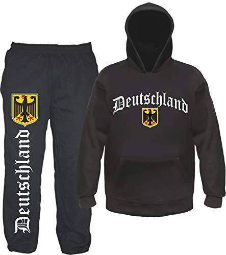 sostex Deutschland Jogginganzug - Altdeutsch mit Wappen- Jogginghose und Hoodie XL Schwarz