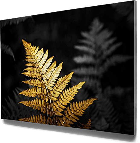 BilderKing Intensiv & imposant. Leinwandbild XXL 180x100cm abstrakt Gold schwarz für Wohnzimmer & Schlafzimmer. EIN einteiliges großes & modernes Wandbild, Farn edel aufgespannt auf 4cm Keilrahmen