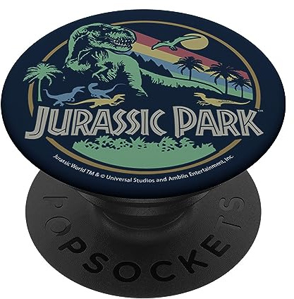 Jurassic Park Retro Circle Color Stripes PopSockets Klebender PopGrip