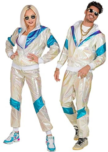 W WIDMANN MILANO Party Fashion - Kostüm Trainingsanzug 80er Jahre, geperlt, Jogginganzug, Retro-Style, Bad Taste Outfit