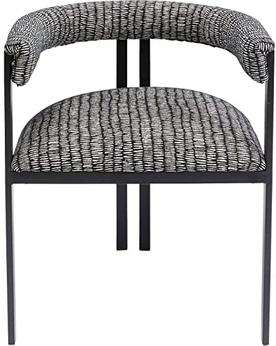 Kare Design Armlehnstuhl Paris, Schwarz/Weiß, Esszimmerstuhl, Polsterstuhl, Edelstahl Gestell, 54cm Sitzhöhe, 71x58x54 cm (H/B/T)