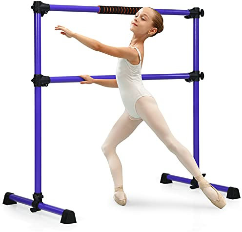 DREAMADE Ballettstange freistehend aus Eisen, Stretch Barre, Doppelte Stange höhenverstellbar, Ballett Barre, für Kinder & Erwachsene, für Professionelle Tanz- und Bewegungstraining (Lila)