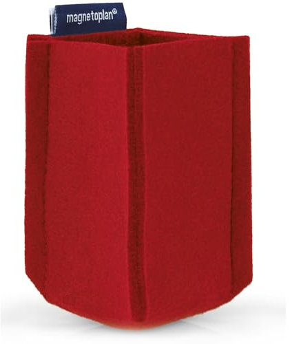 magnetoplan magnetoTray ecoAware, Rot | Magnetischer Schreibtisch Organizer aus 100% rPET-Filz | BxHxT 60x100x60 mm | Stiftehalter für Bürobedarf | Rote Stiftebox | recycelte PET-Flaschen