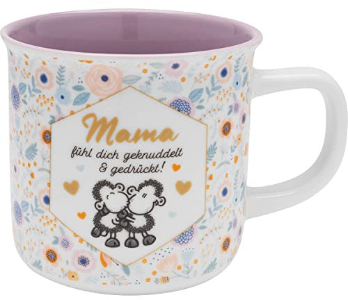Sheepworld Tasse mit Spruch Gedrückt Mama | Kaffeetasse, Porzellan, 40 cl, Geschenkbox, Lila | Geschenk Mama, Muttertag, Weihnachten, Geburtstag | 47390