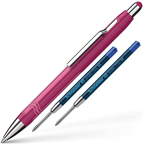 Schneider Epsilon Druckkugelschreiber (Strichstärke XB, Schreibfarbe: blau, dokumentenechte Mine) (Boysenberry + 2 Minen)