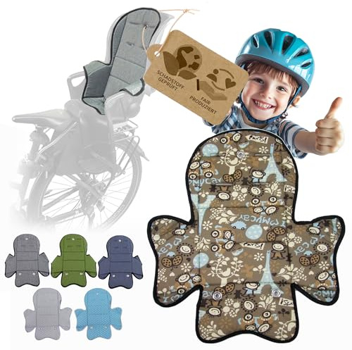 Ersatzbezug kompatibel mit Römer Jockey Kinderfahrradsitz Mod5 | Weiches Ersatzpolster, Sitzbezug, Waschbar bei 30°C (braun beige Eifelturm)