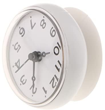 Sharplace wasserdichte Badezimmer-Uhr Mini Badezimmeruhr mit Silikagel Saugnäpfe zum Aufhängen, Funk-Badezimmeruhr, Küchenuhr, Baduhr, Quarz-Uhrwerk, feuchtigkeitsabweisend, 75 x 35 mm Weiß