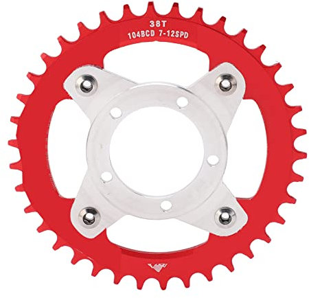 SUNGOOYUE 104BCD Elektrofahrrad Kettenblatt und Adapter Set, 38T Aluminiumlegierung Elektrofahrrad Kettenblatt und Adapter für Zentralantriebsmotor BBS01(Rot)