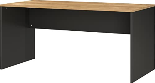 Germania Schreibtisch 4225-549, mit Seitenwangen, in Graphit/Eiche, 158 x 75 x 79 cm (BxHxT)