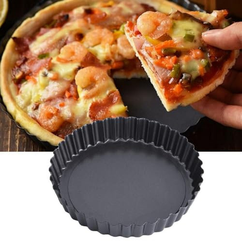Uadme Molde para Tartas con Fondo Suelto, Plato para Quiche Redondo Antiadherente Molde para Tartas de Acero al Carbono con Fondo Extraíble para Pasteles Quiches (9inch)