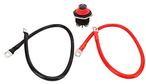Batterie EIN Aus Schalter, 12-32-V-Batterietrennschalter 2-Positionen-Mini-Batterie-Ein-Aus-Schalter mit 6AWG-Kabel für Auto Wohnmobil Yacht