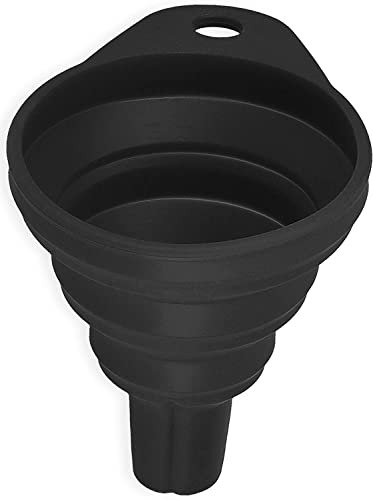 Imbuto pieghevole in silicone flessibile pieghevole per bottiglia d'acqua, trasferimento di liquidi, apertura pieghevole stretta e larga 1 pezzo 2.75 pollici nero