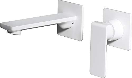 IMEX - Grifo empotrado de lavabo monomando con caño y maneta - Serie Fiyi Blanco Mate - GLF016/BL