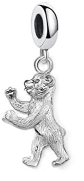 Streetculture Bär Berlin Hauptstadt Wappen Berliner Schmuck Sehenswürdigkeiten Deutschland Europa Charm Anhänger für Bettelarmband Kette Ring Zubehör 925 Silber Geschenkidee Sterlingsilber