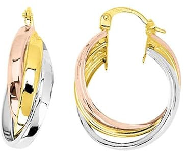 18k Creolen 3 Gold - Ohrringe Durchmesser 22 mm - Damen Goldschmuck 750/1000