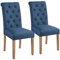 Yaheetech Juego de 2 Sillas de Comedor Silla Acolchada con Respaldo Alto Patas de Madera Silla Tela para Comedor Cocina Azul