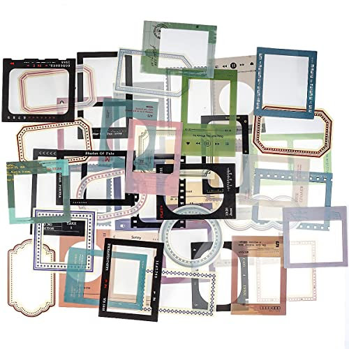 60 Pezzi Stickers Vintage in PET Trasparente Autoadesivo Adesivi Scrapbooking Cornici Varie Decorativa Adesivi per Scrapbooking per DIY Giornali, Album, Computer Portatile, Biglietti Di Auguri