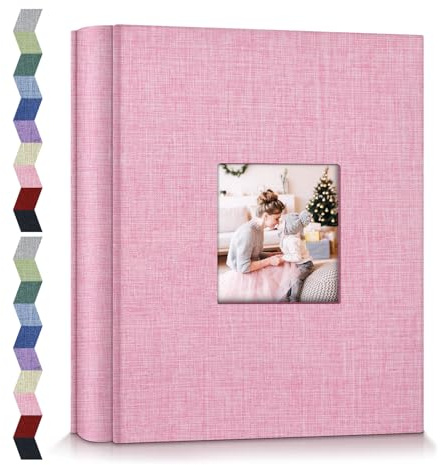 Popotop Fotoalbum 10 x 15 cm – Kleines Fotobuch mit 600 Fotos, Leineneinband, horizontales Einsteckalbum, für Familie, Hochzeit, Jahrestag, Kinder, Urlaubsbilder