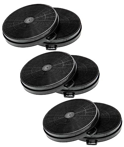 vhbw 6x Aktivkohlefilter kompatibel mit Secondi Marchi CM 121 C, CM 121 IX, CM 121 RA, Bauletta, Birba, CM 120 IX Dunstabzugshaube - 20,2 cm