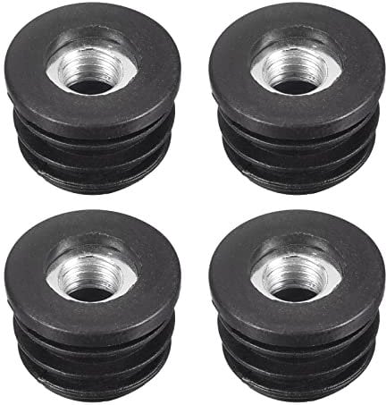 sourcing map 4Pcs Inserts for Round Tubes with M8 Thread, for 22mm/0.87 OD, Black Plastic Plug Caster Insert Chair End Caps Furniture Leg Plug