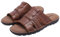 Harssidanzar Mens Leather Slide Sandals,Leather Arch Support Comfortable Lightweight Summer Casual Beach Slides for Men Indoor Outdoor slip on sandalsKM228UK,Cognac,Size 8